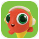 cute palfish logo, which is a smiling orange fish on a greenbackgroud