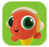 cute palfish logo, which is a smiling orange fish on a greenbackgroud