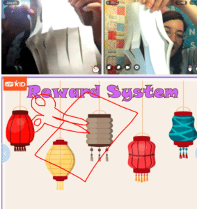 a photo of myself using a reward system where we make a paper lantern