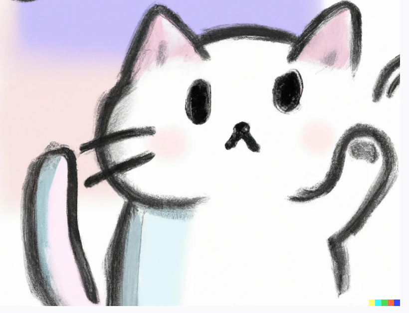 an illustration of a white cat waving goodbye